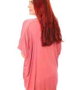 Cindy G High Low Silky Top | Salmon Tops