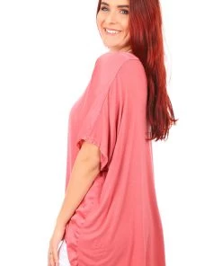 Cindy G High Low Silky Top | Salmon Tops