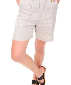See Saw Linen Mid Shorts - Natural