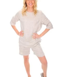 See Saw Linen Mid Shorts - Natural
