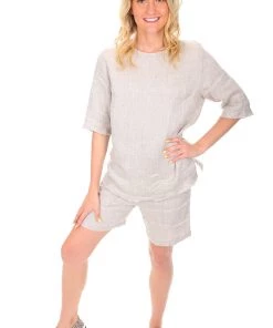See Saw Linen Mid Shorts - Natural