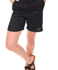 See Saw Linen Mid Shorts - Black