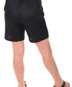 See Saw Linen Mid Shorts - Black