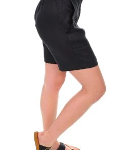 See Saw Linen Mid Shorts - Black