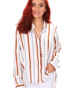 See Saw Tops Collared Side Split Shirt | Ginger