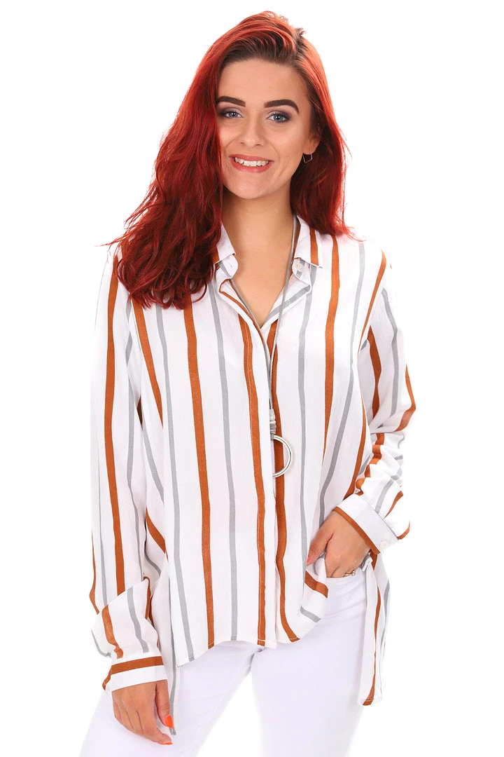 See Saw Tops Collared Side Split Shirt | Ginger 1 See Saw Tops Collared Side Split Shirt | Ginger