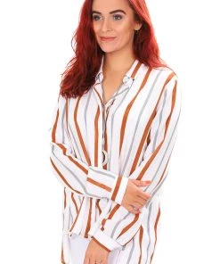 See Saw Tops Collared Side Split Shirt | Ginger