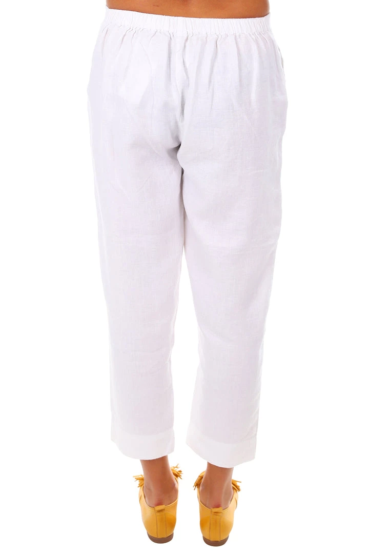 See Saw 7/8 Linen Flat Front Elastic Pants | White | SS1 3 See Saw 7/8 Linen Flat Front Elastic Pants | White | SS1