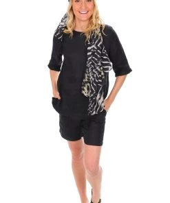 See Saw Linen Mid Shorts - Black