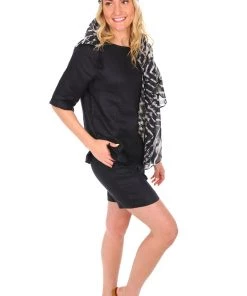 See Saw Linen Mid Shorts - Black