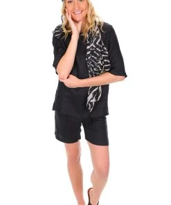 See Saw Linen Mid Shorts - Black