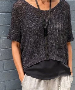 Cindy G Lurex Jumper | Black | CG18