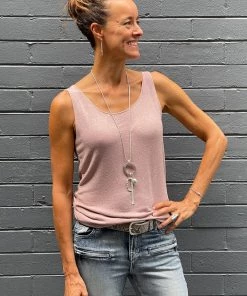 Cindy G Clothing Shimmer Knit Singlet | Pink | CG16