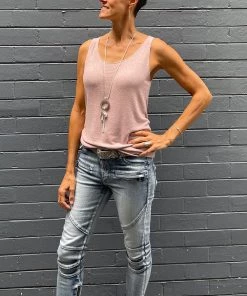 Cindy G Clothing Shimmer Knit Singlet | Pink | CG16