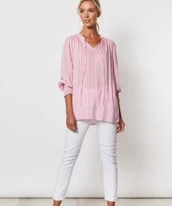 Threadz Shirred Cuff Top | Candy | TZ43 Clothing