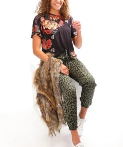 Wednesday Lulu Silky Leopard Pants | Sage | WL23 Clothing