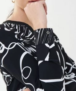 Joseph Ribkoff Sinuate Blouse | Black/White | JR131 Clothing