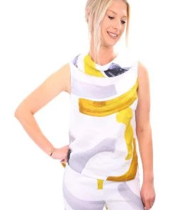 See Saw Clothing Sleeveless Cowl Button Back Top - Art Curves - SS14