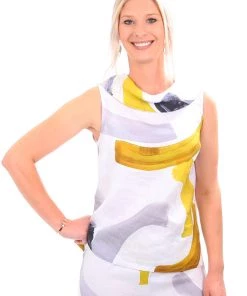 See Saw Clothing Sleeveless Cowl Button Back Top - Art Curves - SS14