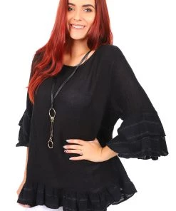 The Italian Cartel Sofia Top | Black | IC14 Linen