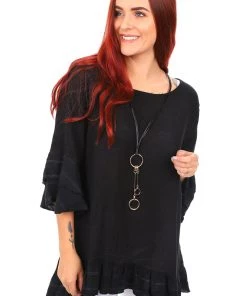 The Italian Cartel Sofia Top | Black | IC14 Linen