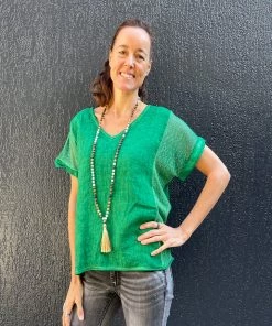 So French So Chic Linen Art Top | Jade | SF1