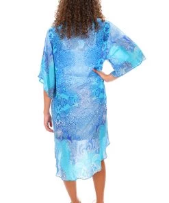 Solitaire Blue Chinese Kimono Cape | SO3