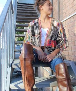 Solitaire Resort Wear Boho High Low Kimono Cape | SO4