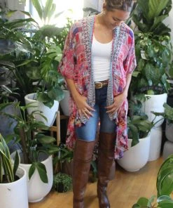 Solitaire Shades Of Pink High Low Kimono Cape | SO4s