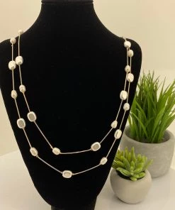 Stellar Rose Pearl Dangle Necklace | SR44