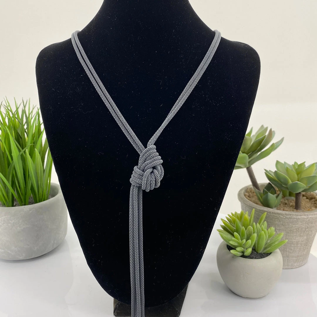 Stellar Rose Knotted Necklace | Grey | SR52 1 Stellar Rose Knotted Necklace | Grey | SR52