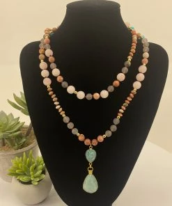 Stellar Rose Blue Quartz Mala Beads | SR17