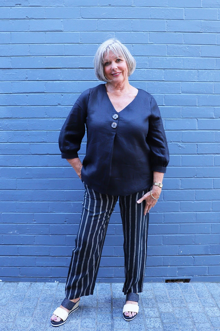 JUMP Linen Pant With Button Pocket | Stripe | JP5 2 JUMP Linen Pant With Button Pocket | Stripe | JP5