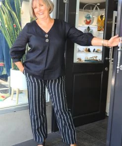 JUMP Linen Pant With Button Pocket | Stripe | JP5