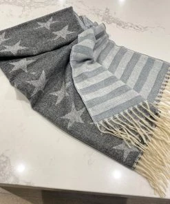 Spice Up Stripy Star Scarf | Grey | CR10