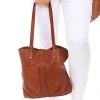 Modapelle Handbags Front Pocket Slip Tote Bag | Tan