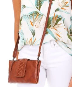 Modapelle Multi Compartment Leather Crossbody Bag | Tan | ML6 Handbags