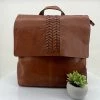 Modapelle Woven Vintage Leather Back Pack- Tan -ML44 Handbags