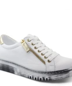 Rilassare Tatter Leather Sneaker | White/Gold | RS3 Shoes