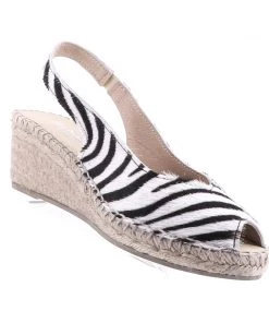 The Natural Shoe Company Belinda Espadrille Wedge | Zebra | Nat1 Shoes