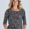 Threadz Print Knot Front Top | Black | TZ28 Clothing