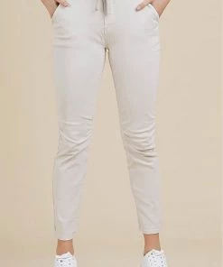 Threadz Tie Front Gathered Jeans | White