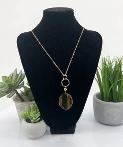 Cindy G / Jewellery Accessories Tiger Eye Pendent | Gold | CG58