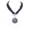 Onyx Necklace With Coin Pendant - Blue Scarab - BS2