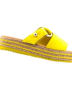 Top End About To Suede Platform Slide | Yellow Shoes