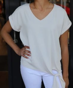 Frank Lyman Side Tie Top - Vanilla - FL10
