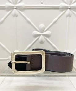 Vanzetti Square Buckle Leather Belt | Anthracite | V1