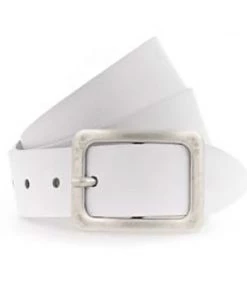 Vanzetti Belts Square Buckle Leather Belt | White | V1
