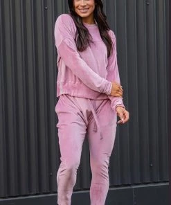 Silence & Noise Velour Lounge Pant | Pink | SN18