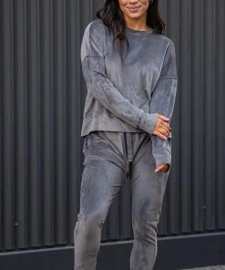 Silence & Noise Knitwear/Jumpers Velour Lounge Jumper | Charcoal | SN20